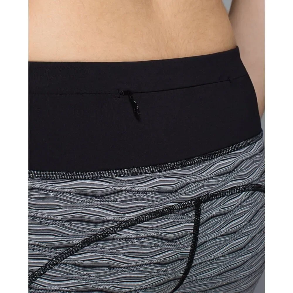Lululemon Speed Tight II Textured Wave Black Silver Spoon / Black - Size: 6